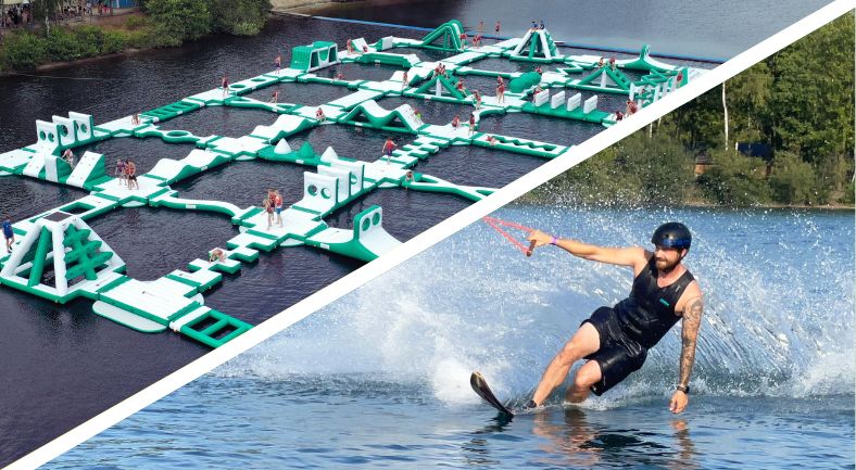 Beleef groepsuitje waterskiën, wakeboarden en het aquapark op één dag.